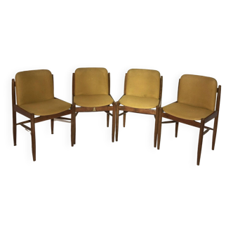 Set of 4 italian style chairs 1960 - rosewood and fabric