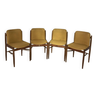 Suite de 4 chaises style italie 1960 - palissandre et tissu