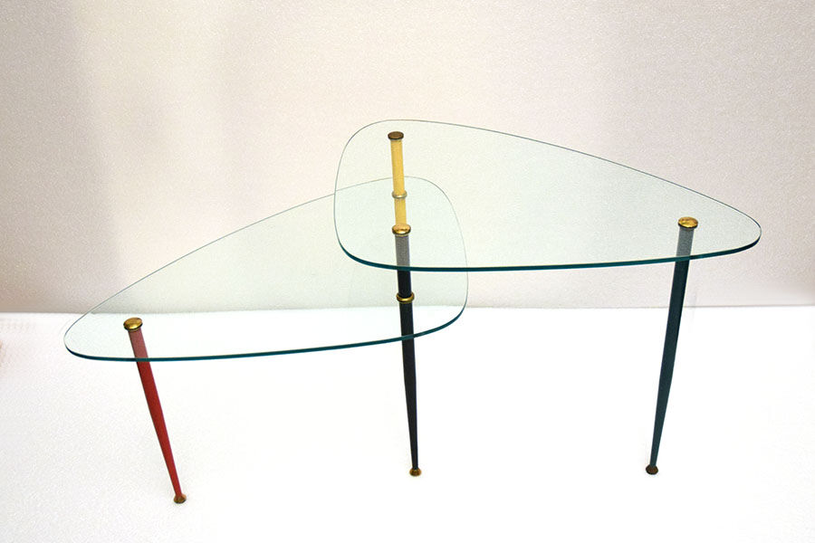 Metal & Crystal Arlecchino Coffee Table by Edoardo Poli for Vitrex, 1960s