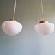Duo of Art Deco suspensions in white opaline, 1920s-30s