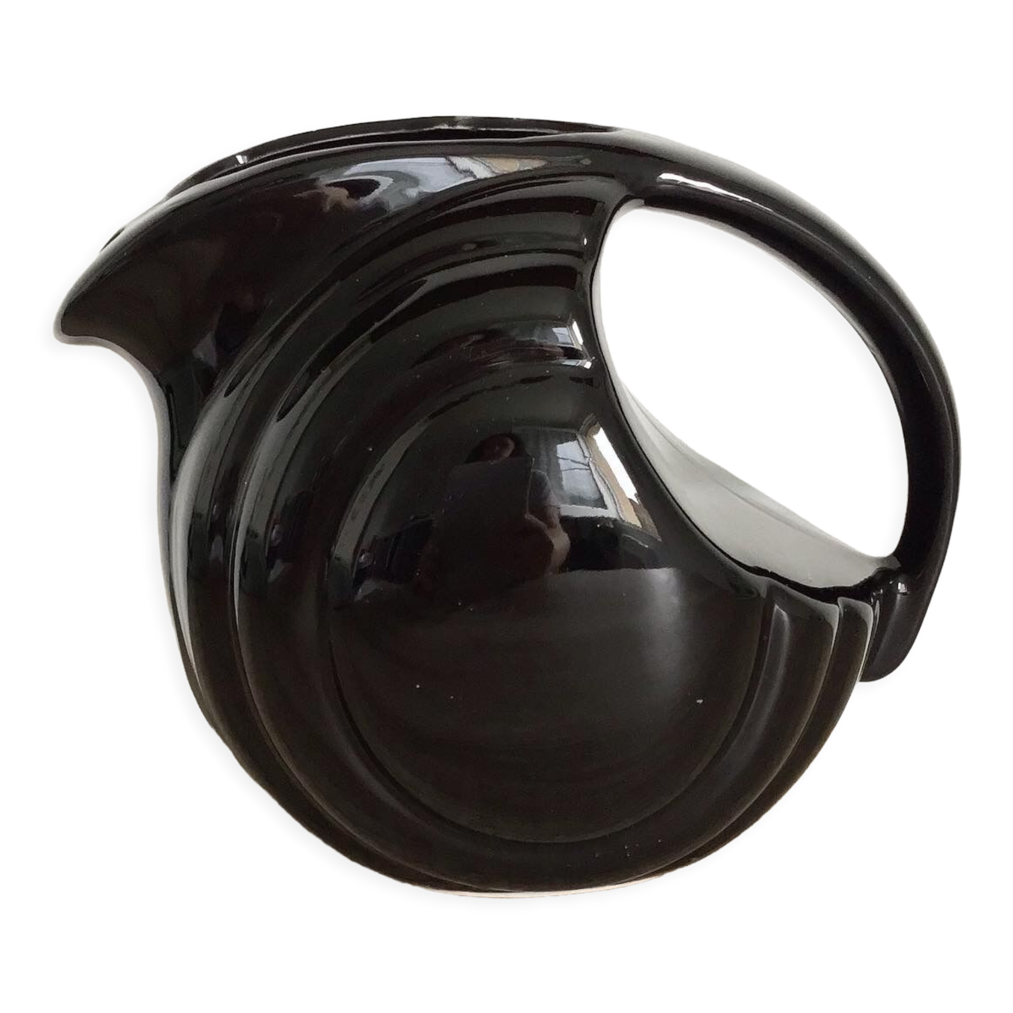Vintage black ceramic pitcher art deco style