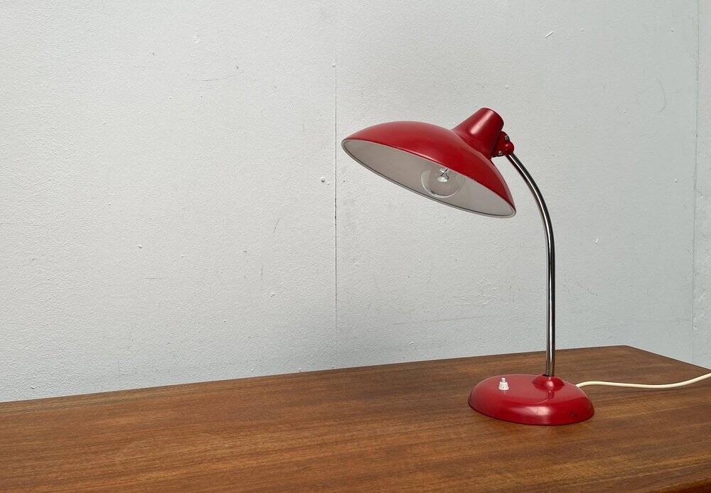 Red German table lamp mid-century 6786 by Christian Dell for Kaiser Idell, 1960s