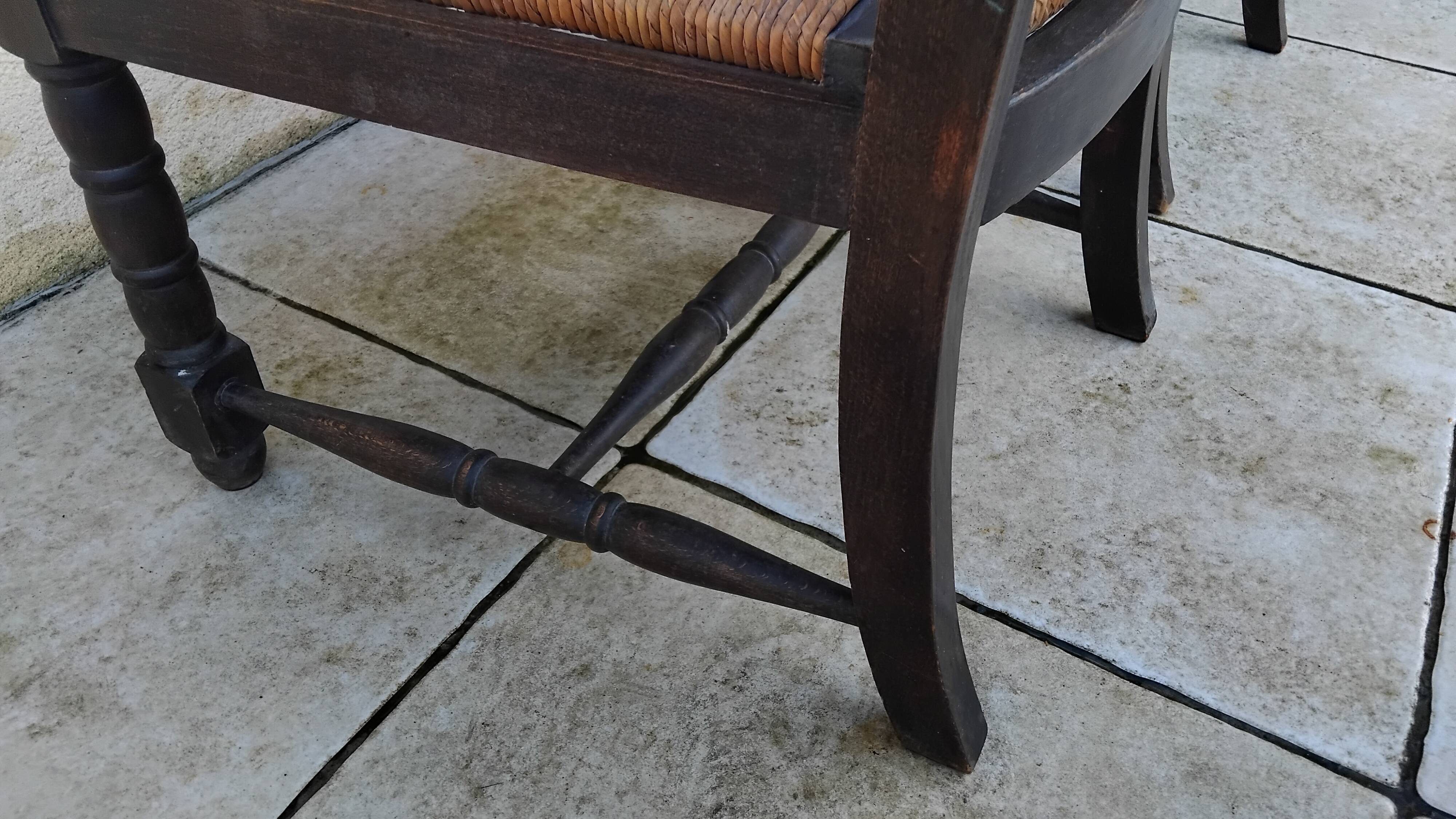 Pair of vintage straw seat armchairs from the 30s/40s.
