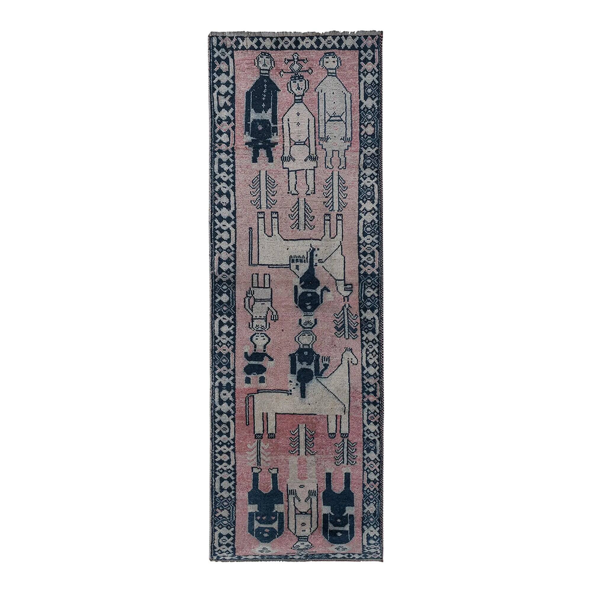 Vintage Turkish hallway rug 104x320 cm