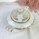 Vintage tea set in golden white porcelain CHAUVIGNY LIMOGES