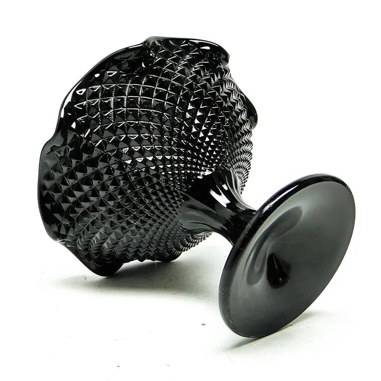 Sugar bowl, New Postmodernism, black hyalite glass, Ząbkowice, Poland, 1970s