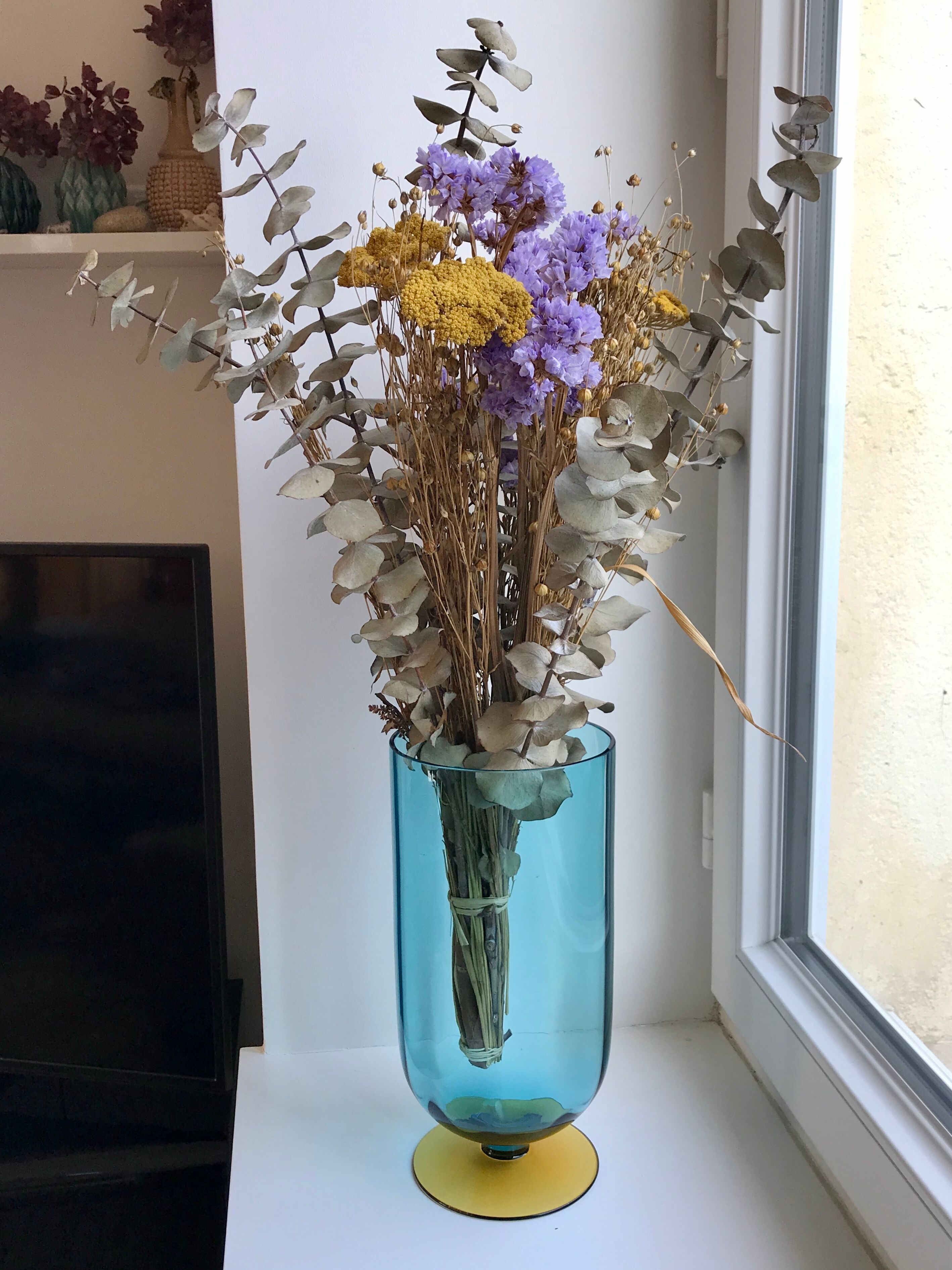 Two-tone blue and amber vase 70s