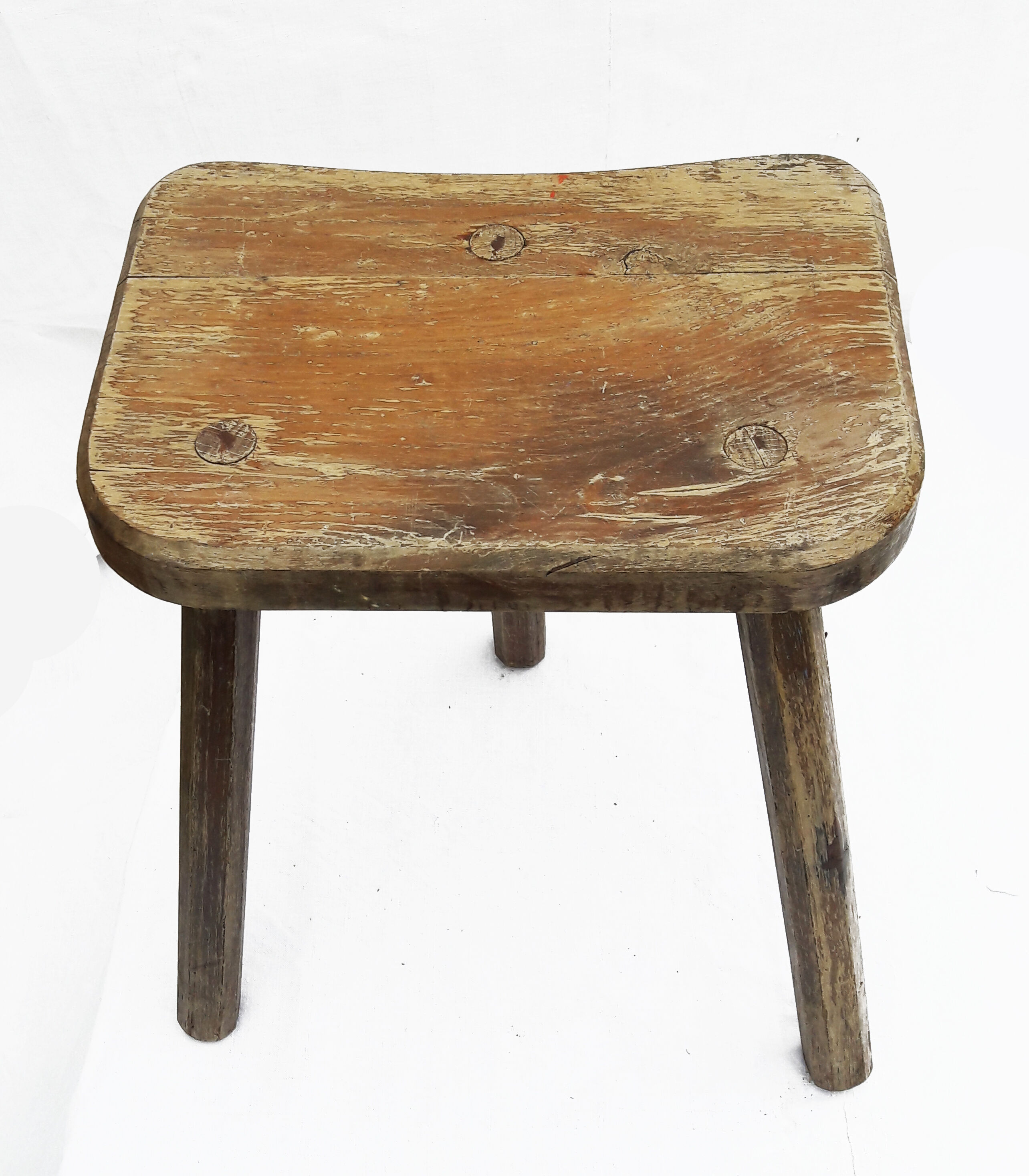 Solid wood milking stool