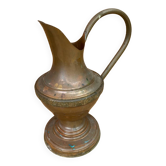 Antique gaor villedieu copper pitcher & brass handle vintage
