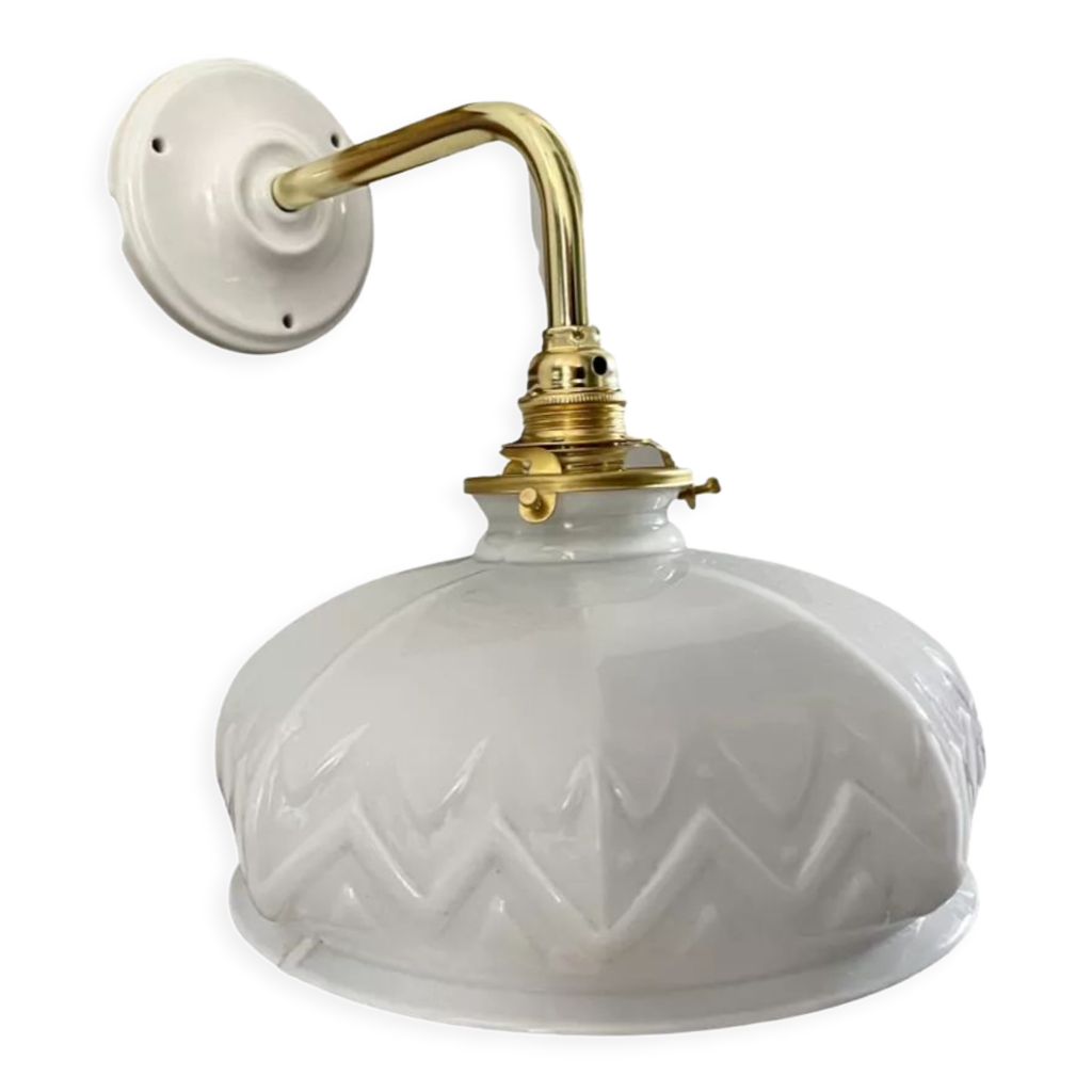 Applique vintage en opaline blanche Selency