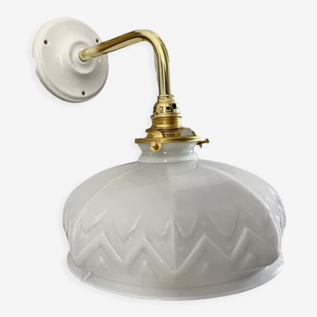 Vintage white opaline wall lamp