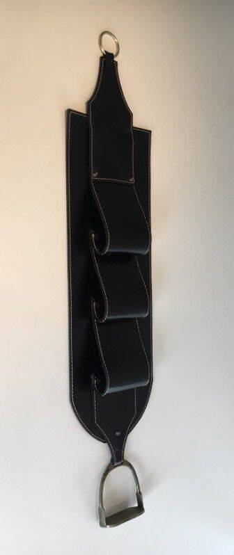 Leather wall-mounted magazine rack. Attributed to Jacques Adnet