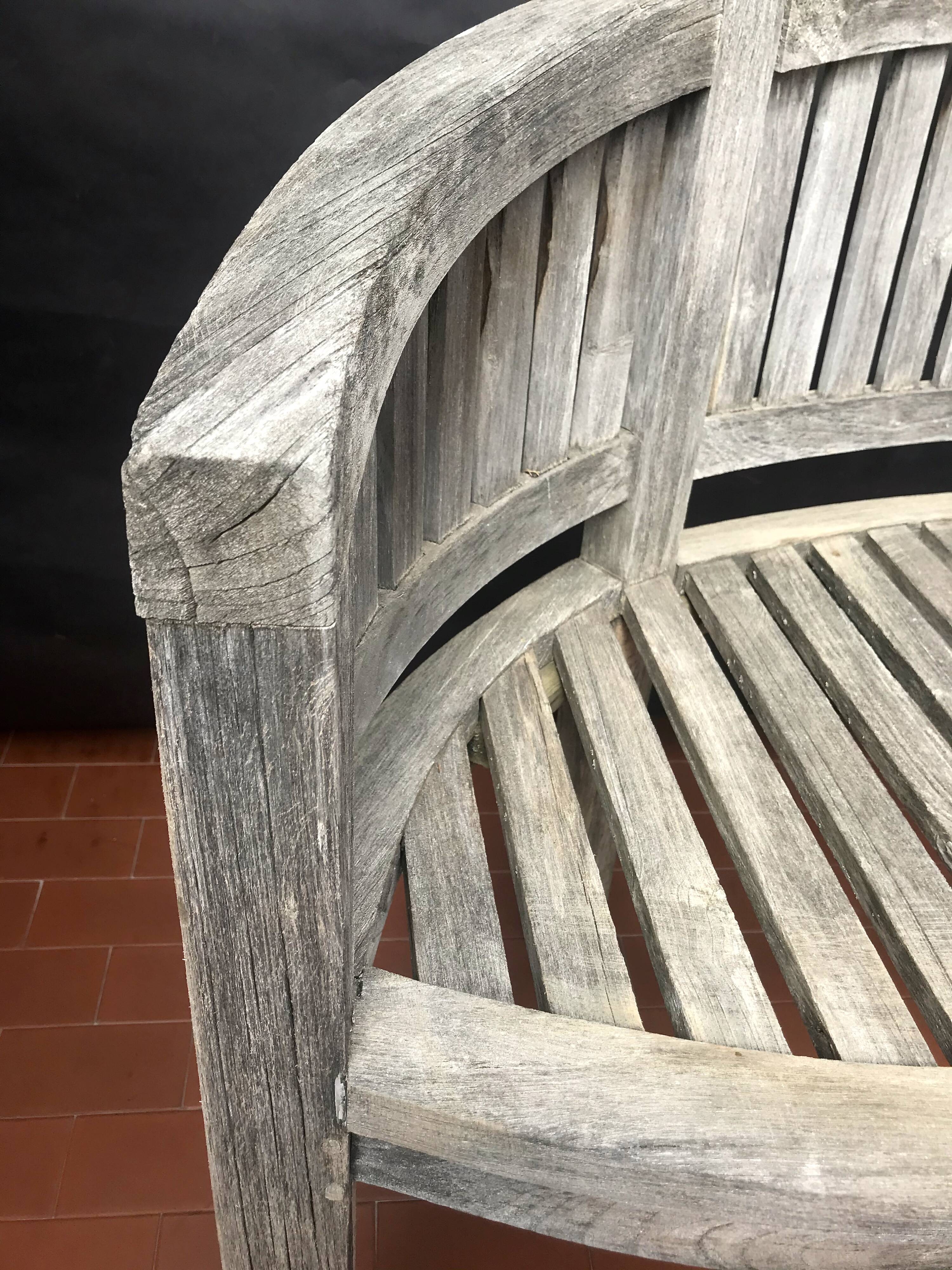 oval garden bench vintage solid teak "franck west" rare curved shape