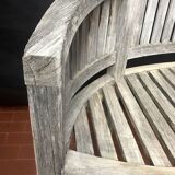 oval garden bench vintage solid teak "franck west" rare curved shape