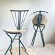 LaPalma folding chairs set of 2, dark green metal & woven cord, Italy, 1970s