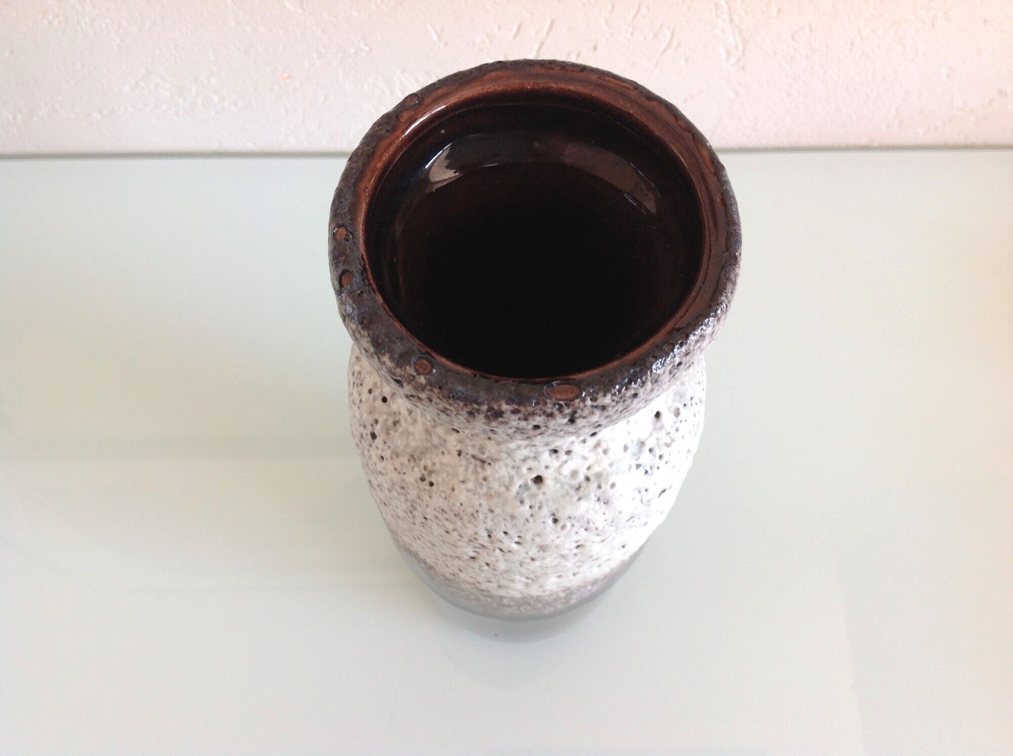 Vase tube brown and gray ceramic Fat Lava / vintage 60s-70s