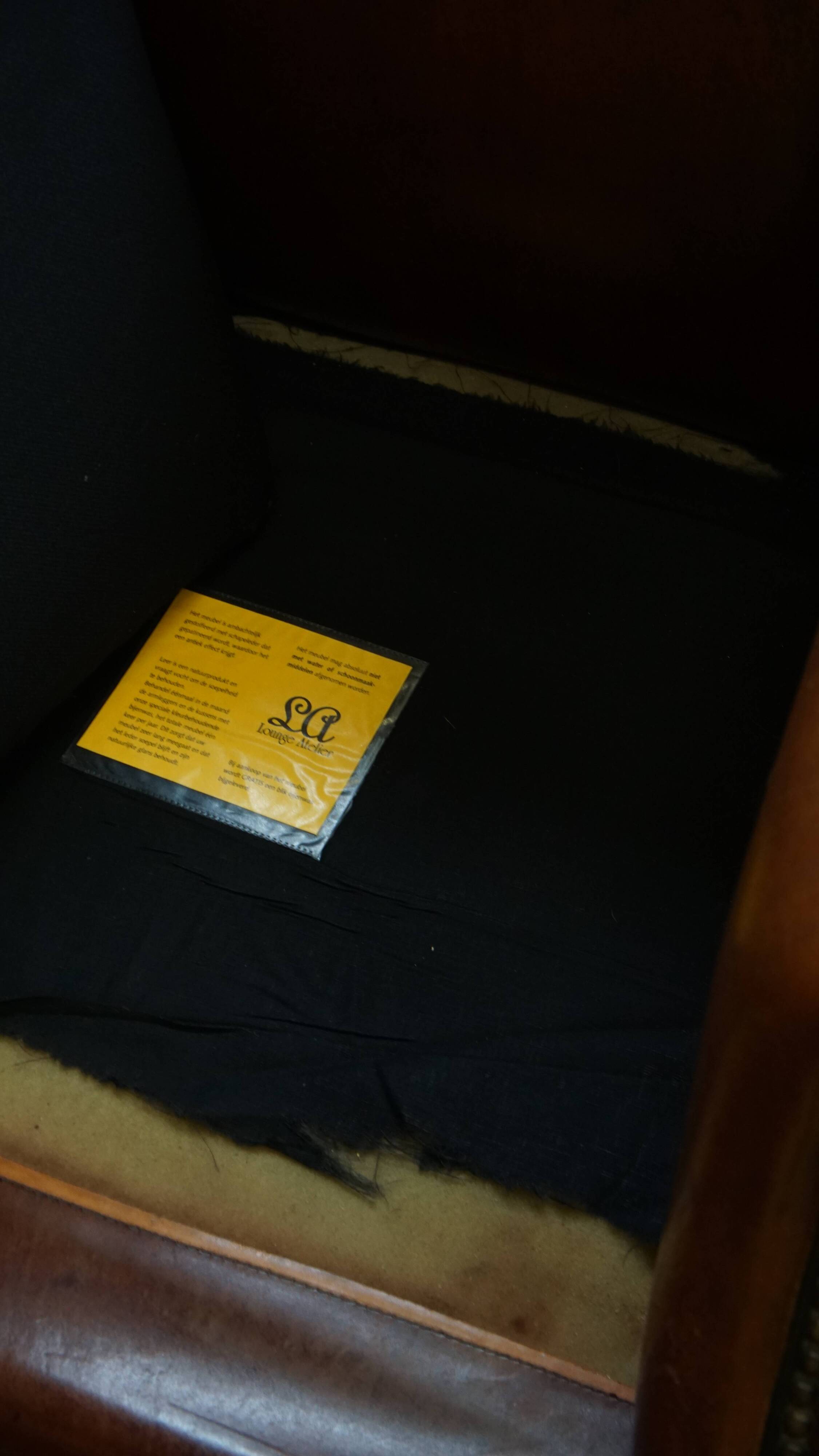 Large Vintage Sheepskin Leather Wingback Chair