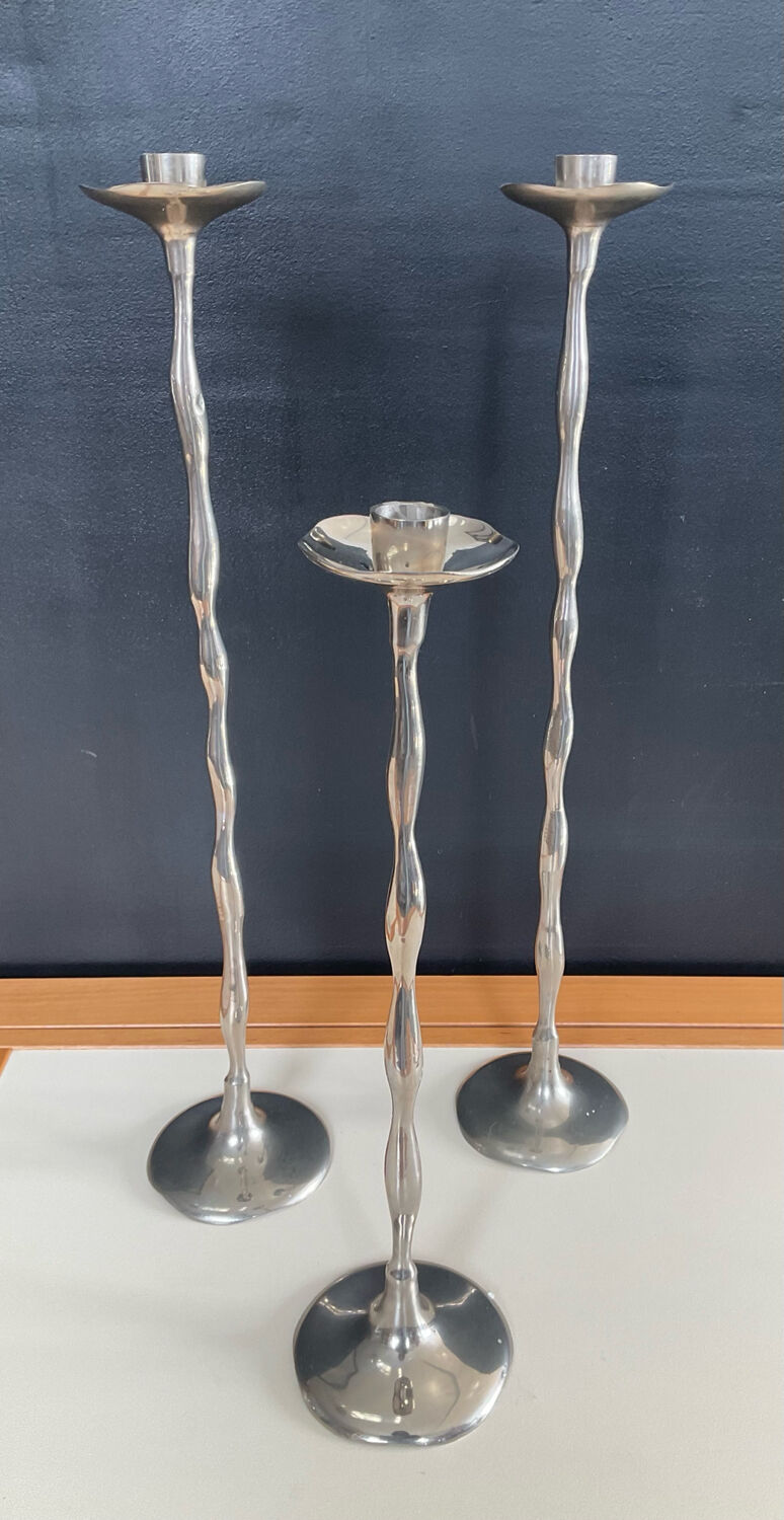 Vintage silver-plated candle holder trio