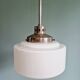Art Deco pendant light in white opaline glass, 1930s