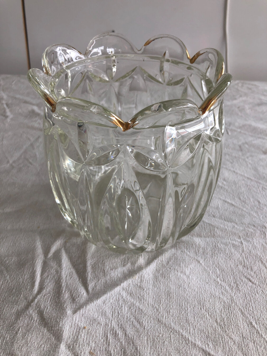 Vintage cut glass ball vase