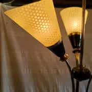 Brass and glass chandelier with 3 lights - 1950s