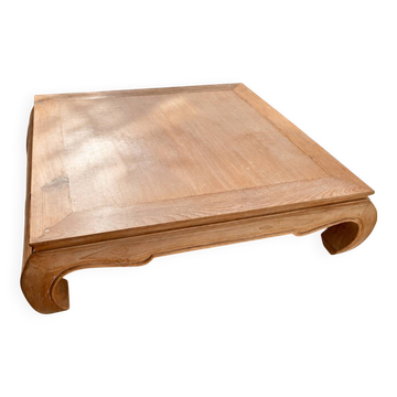 Grande table basse Opium en teck massif cérusé 155 x 155 cm