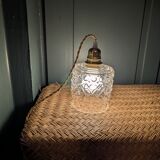 Geometric relief moulded glass lampshade from the 1970s.