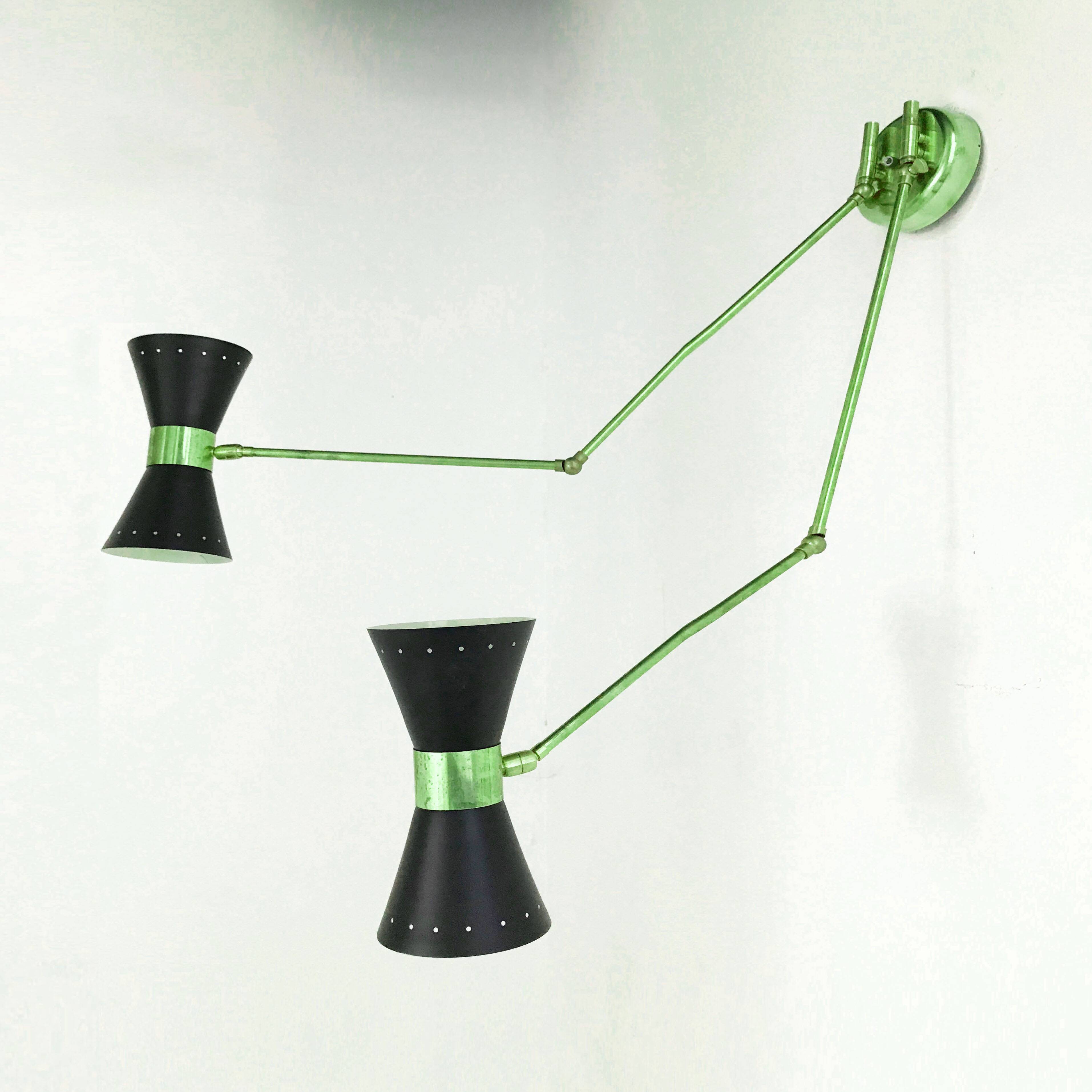 Double articulated wall lamp, Italy 1950s