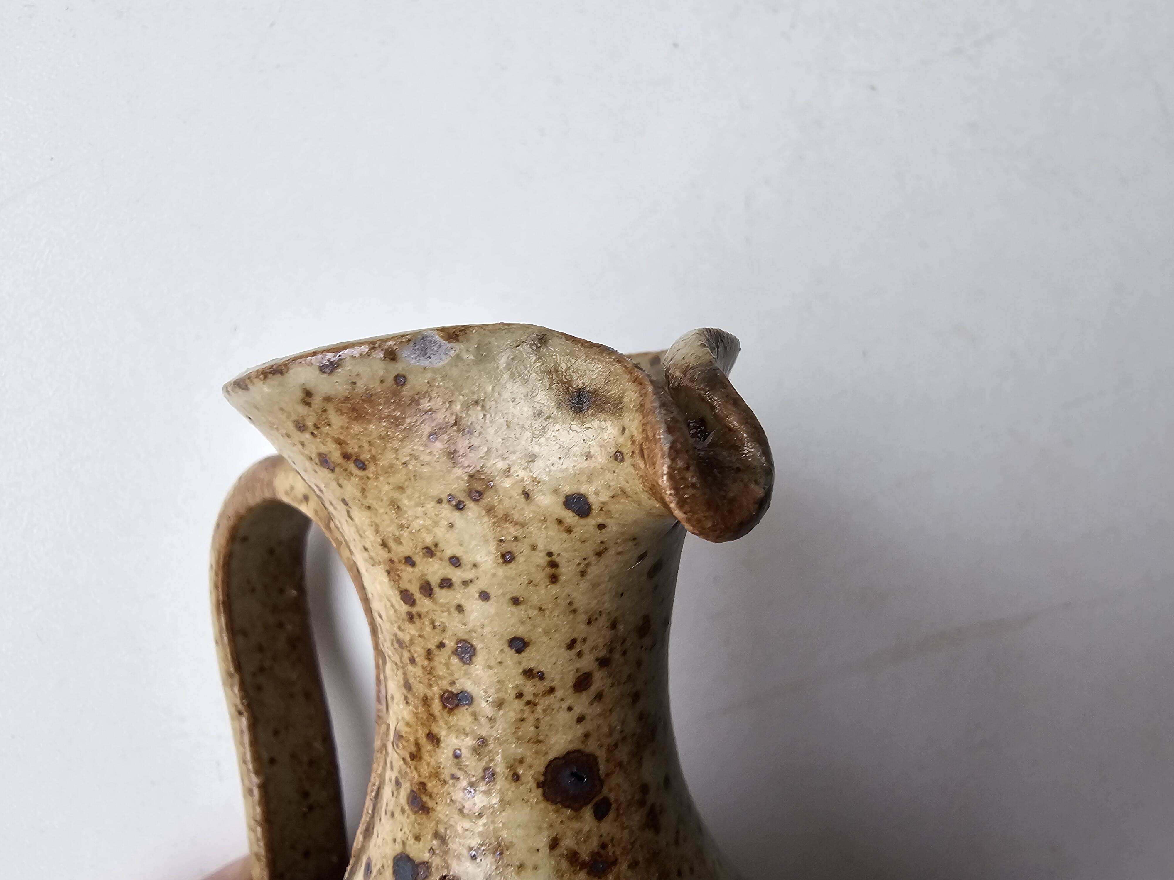Pyrite stoneware ceramic oil cruet - Signed with pictogram Michel Dumont