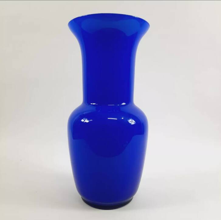 Pair of amphora vase and flat vase, vintage Murano glass.