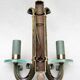 Pair of art deco lacquered metal, brass and glass wall lights