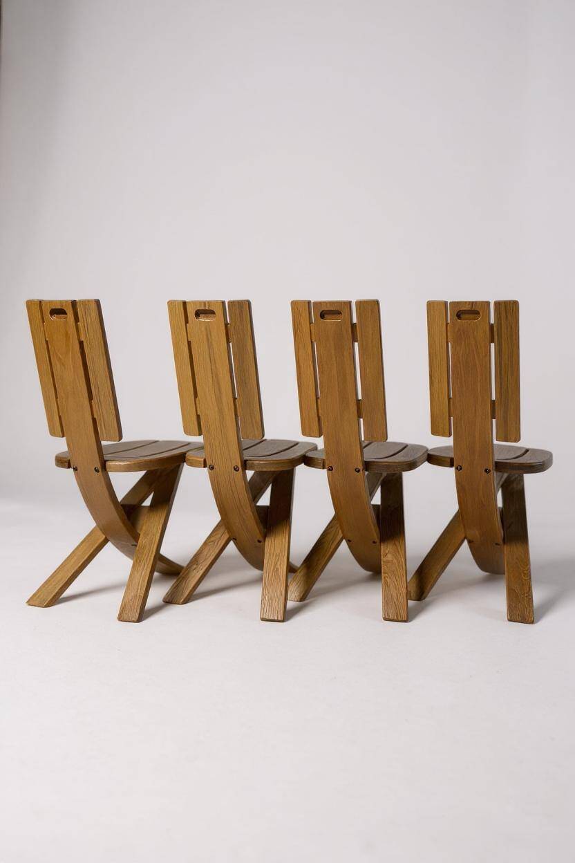 Set of 4 chairs signed by Maison Seltz - 1960