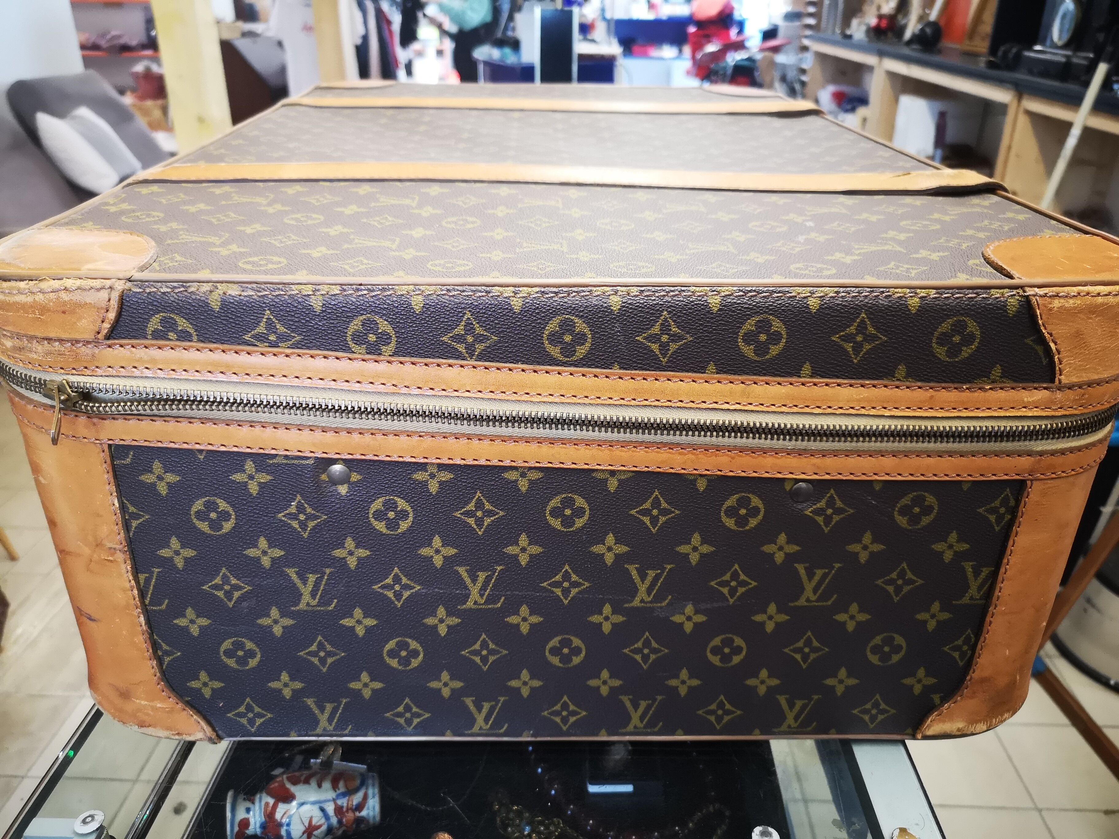 Louis Vuitton leather suitcase