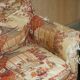Antique Howard & Sons canapé, Aesthetic Movement, claw and ball feet, chinoiserie fabric.