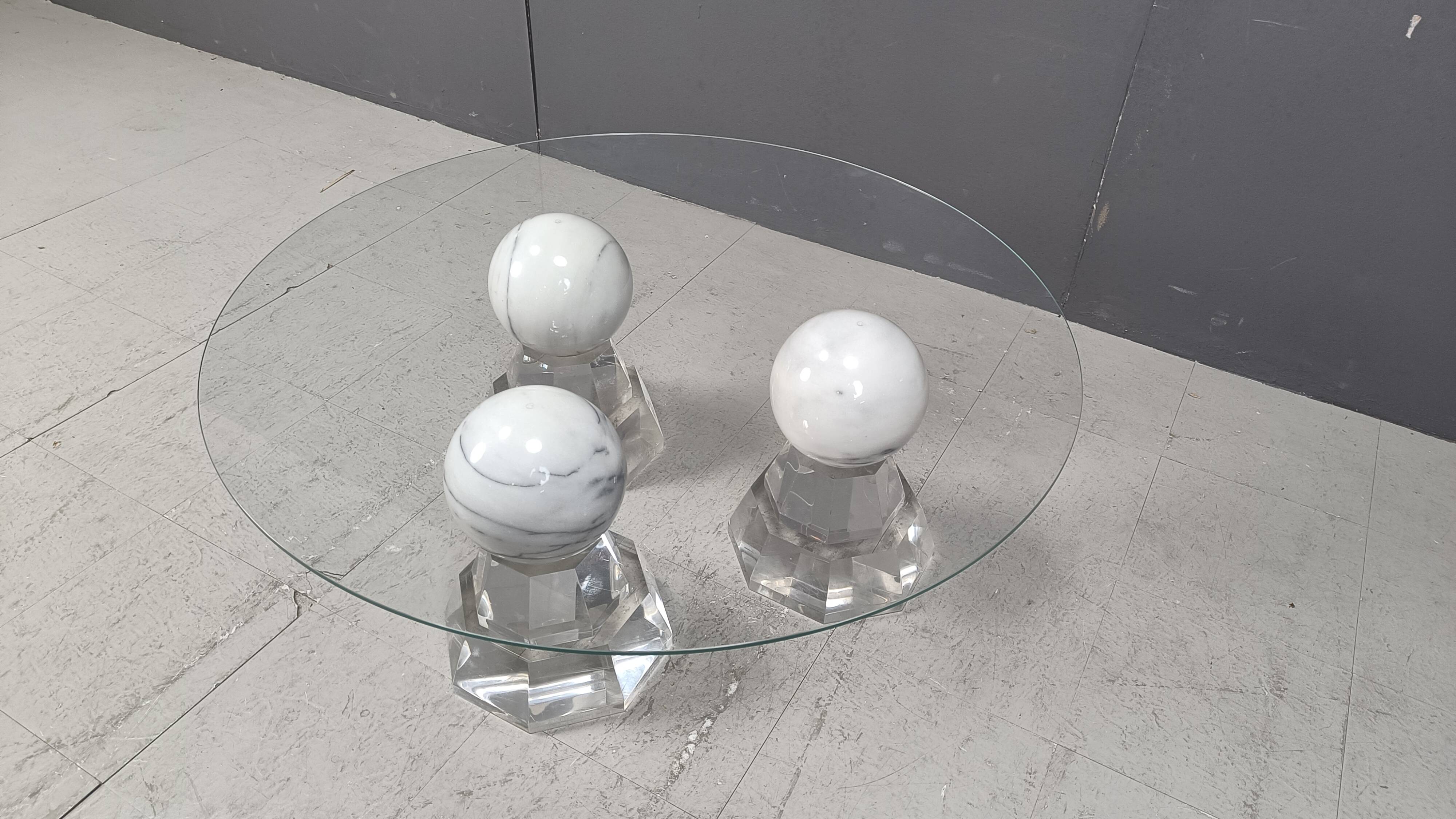 Marble sphere coffee table by Roche Bobois, 1980s