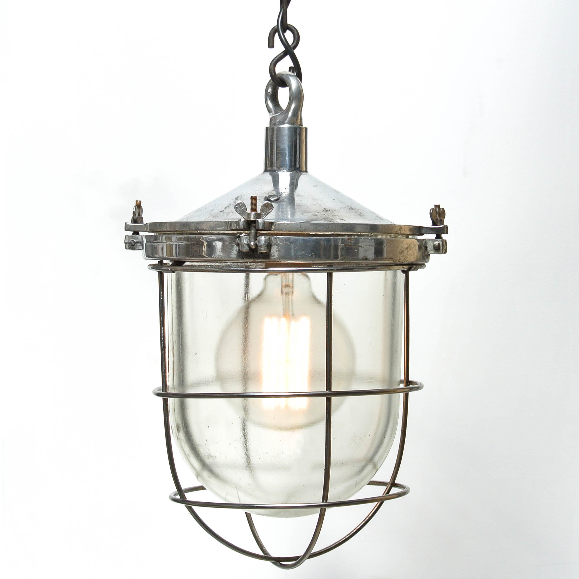 Screened glass globe suspension