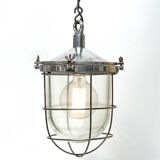 Suspension globe en verre grillagé