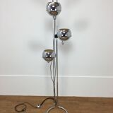 Floor lamp eyeball Gioffredo Reggiani 3 balls chrome 70's space age