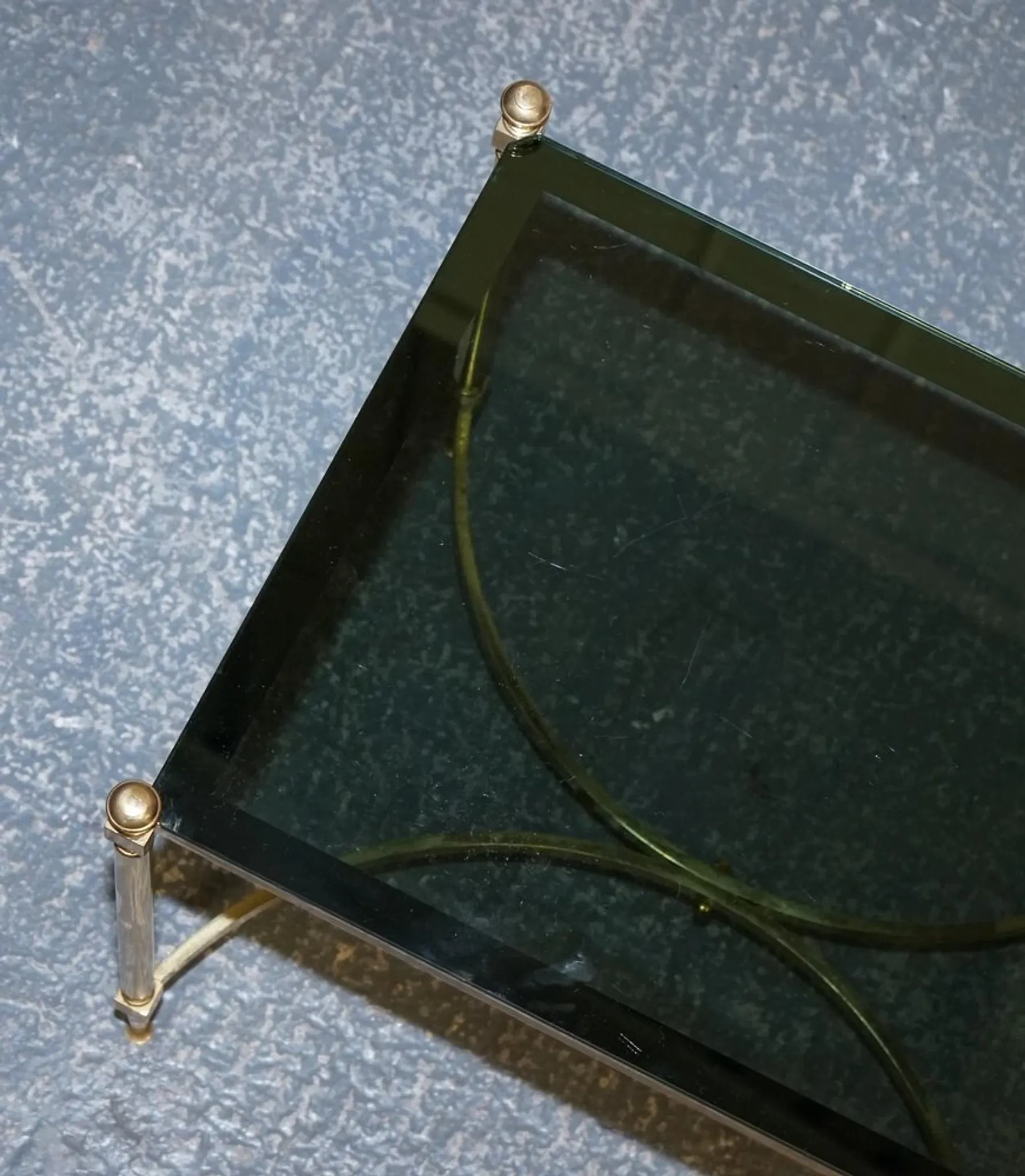 Hollywood Regency Coffee Table in Brass and Smoked Glass, France, 1960s