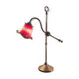 lamp1900 brass base cast iron very heavy, tulip red painted and gold