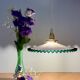 Suspension globe vintage en opaline bleue
