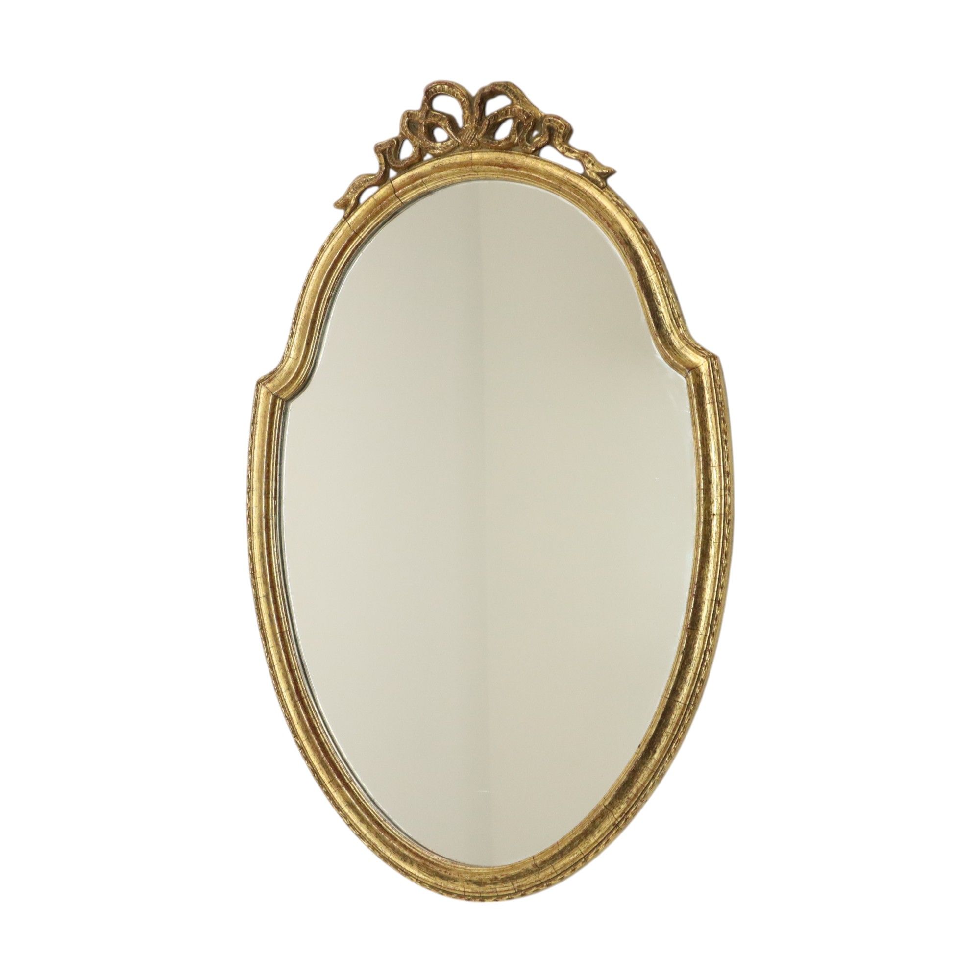 Deknudt Mirror with Bow Gold Leaf Gilded Wood Classic 69cm