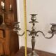 Antique Pair of 3-Light Candelabra Silver-Plated Metal Louis XV Rococo Style