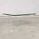 Danish Poul Kjaerholm Style Metal, Acrylic Glass & Glass Coffee Table, 1960s