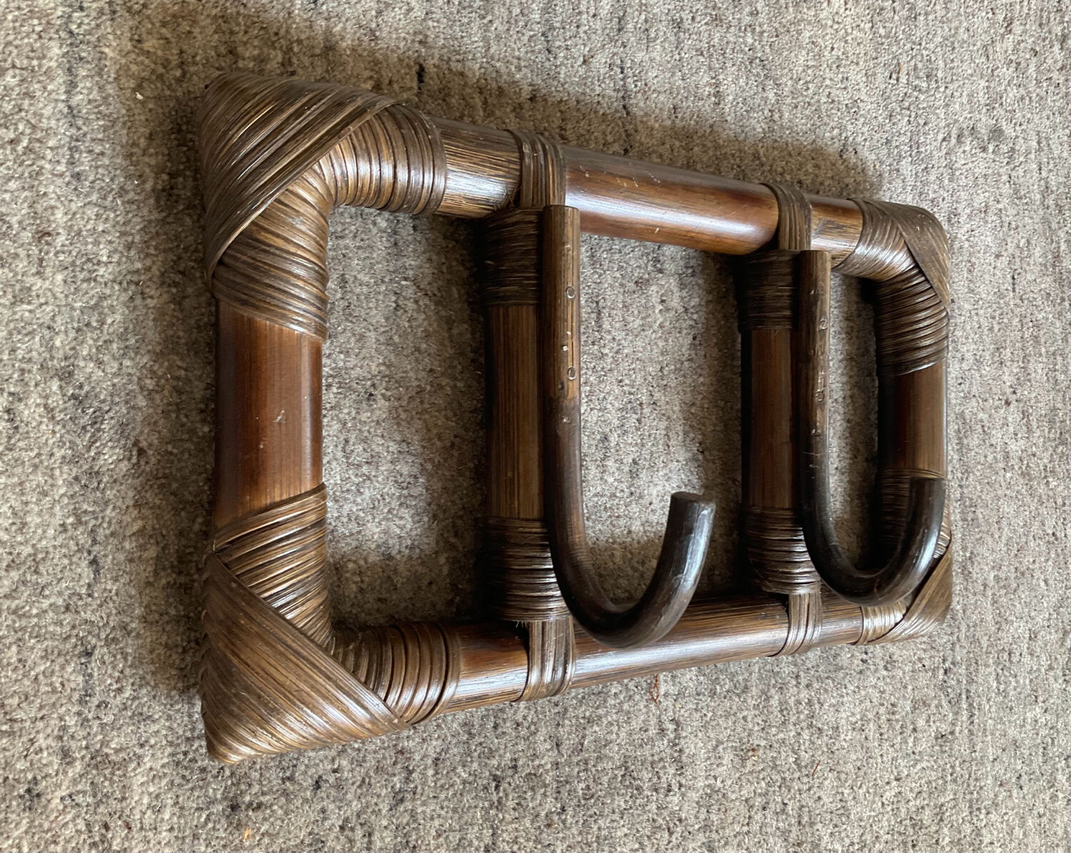Vintage rattan coat rack 70s