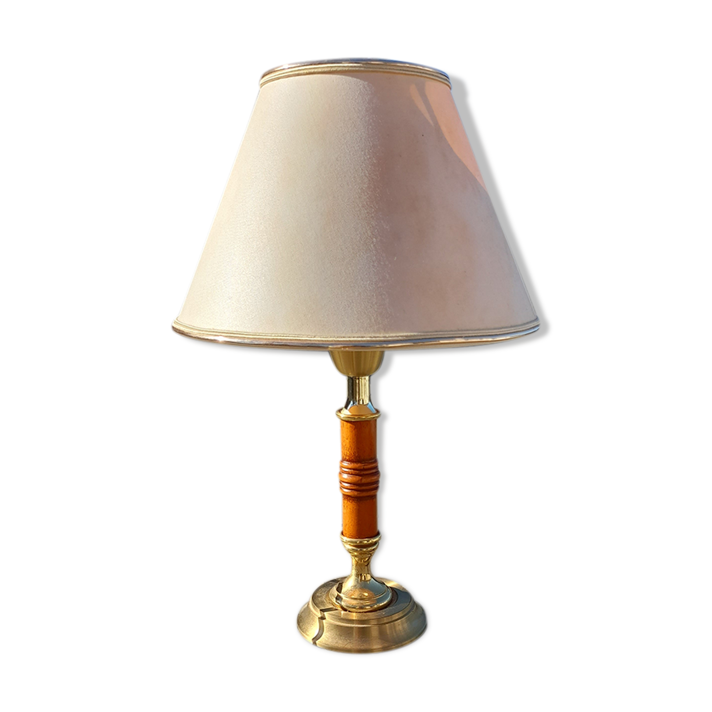 Wooden and brass bedside lamp arabesque Paris