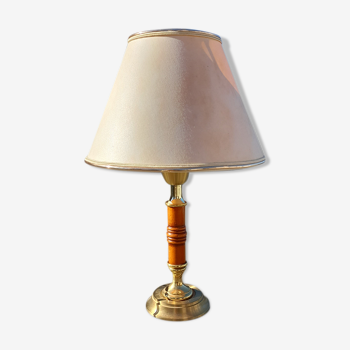 Lampe de chevet bois et laiton arabesque Paris