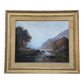 19th century French school painting, mountain river