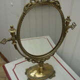 Miroir pyché en laiton doré 31x33cm