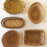Lot of 5 vintage wicker baskets